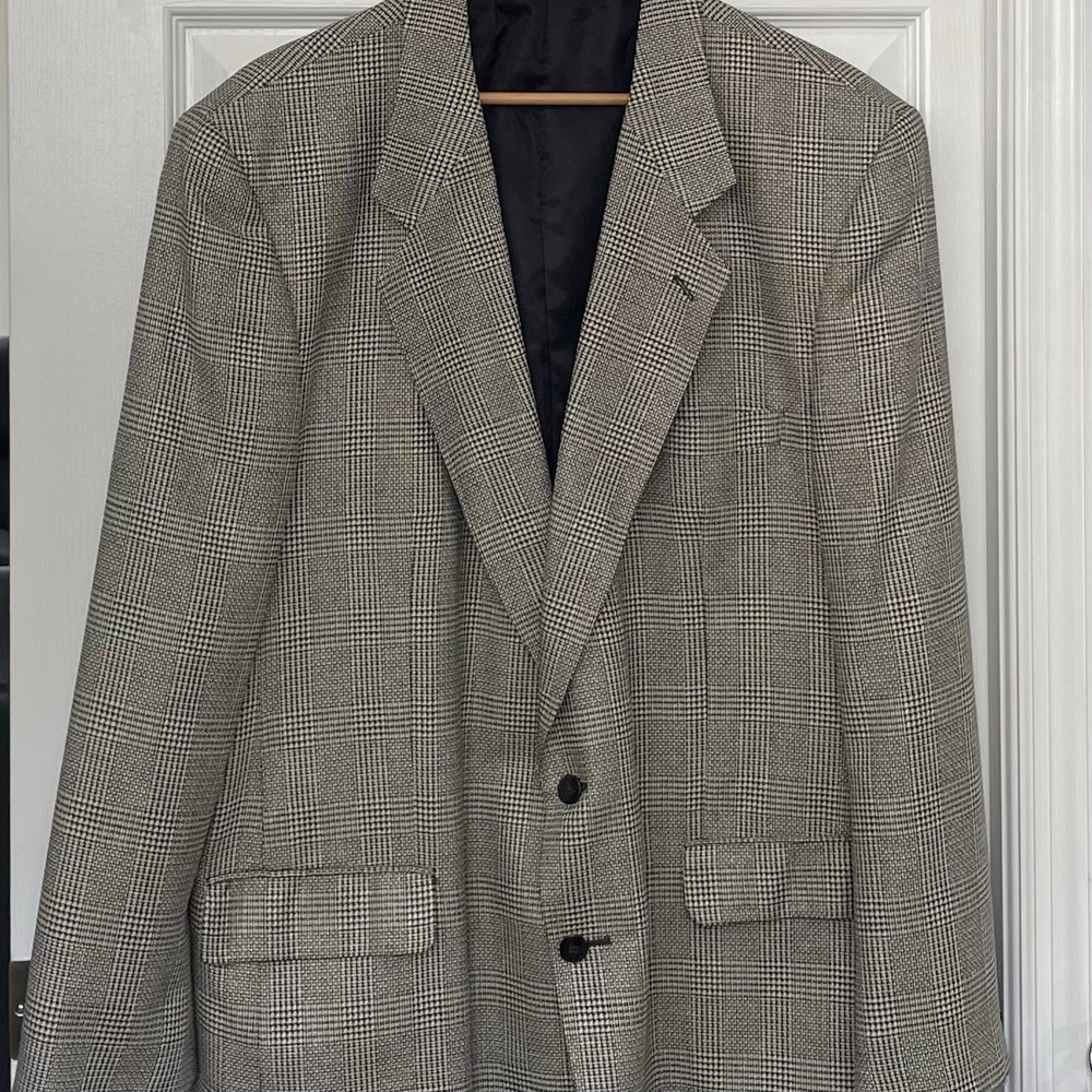 Petrocelli Brown/Beige TWEED Mens HOUNDSTOOTH silk wool sport coat - XXL, 48